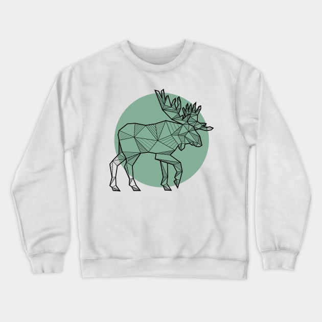 Moose / Elk - Geometric Animals Crewneck Sweatshirt by alcateiaart